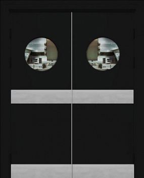 Р- Гладь-1 двухстворчатая, круглое окно (отбойная пластина низ + центр)