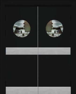 Р- Гладь-1 двухстворчатая, круглое окно (отбойная пластина низ + центр)