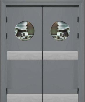 А- Гладь-1 двухстворчатая, круглое окно (отбойная пластина низ + центр)